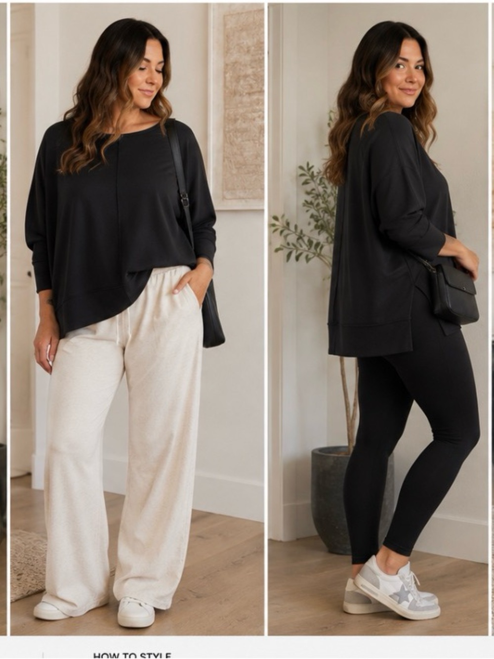 SPANX Black Oversized Tunic Top Dolman Sleeve